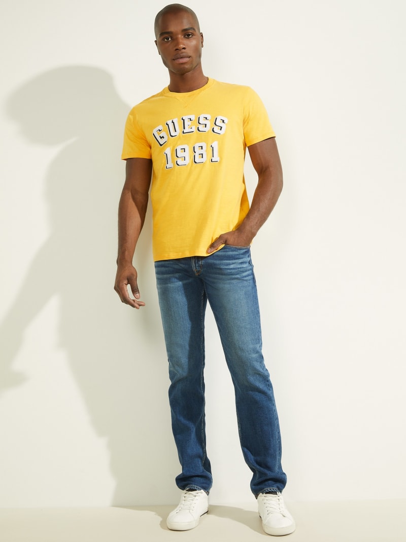 Yellow Men's Guess Academy Tee T Shirts | 5028147-AN