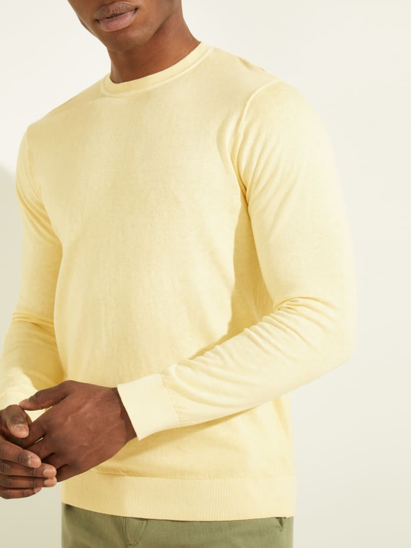 Yellow Men's Guess Essential Crewneck Sweaters | 6479513-FI