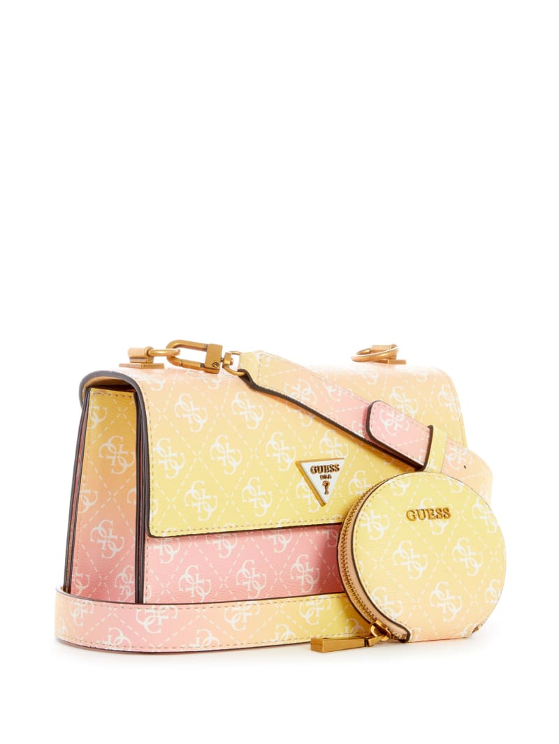 Yellow Women's Guess Alexie Ombre Logo Flap Crossbody Bags | 0892751-GH