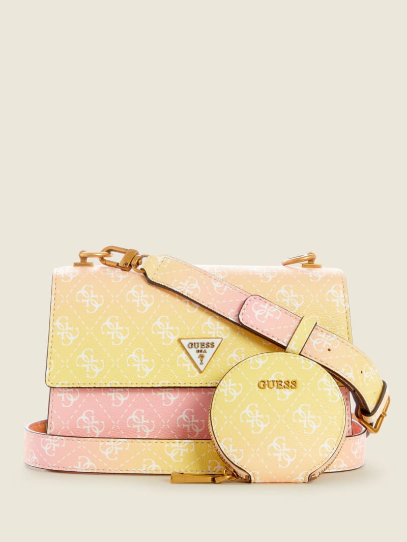 Yellow Women\'s Guess Alexie Ombre Logo Flap Crossbody Bags | 0892751-GH