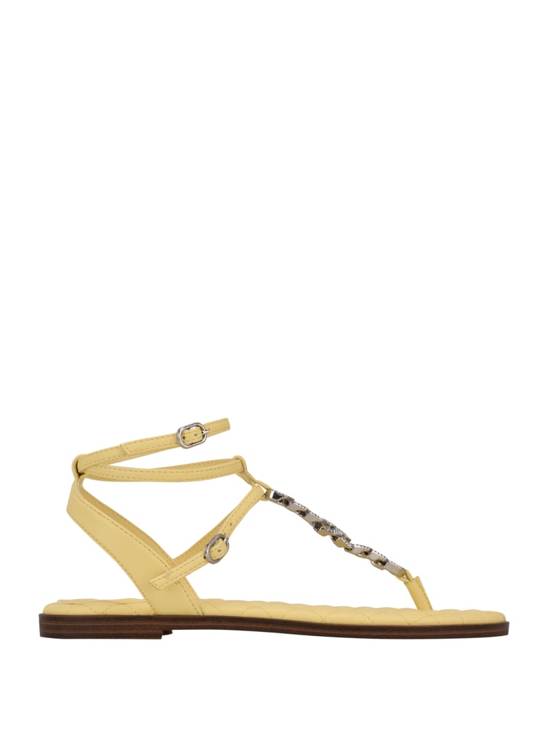 Yellow Women's Guess Brighti Chain T-Strap Sandals | 4805137-YH