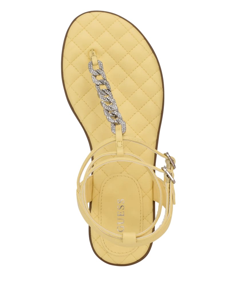 Yellow Women's Guess Brighti Chain T-Strap Sandals | 4805137-YH