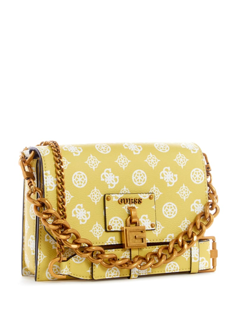 Yellow Women's Guess Centre Stage Flap Crossbody Bags | 6570389-UH