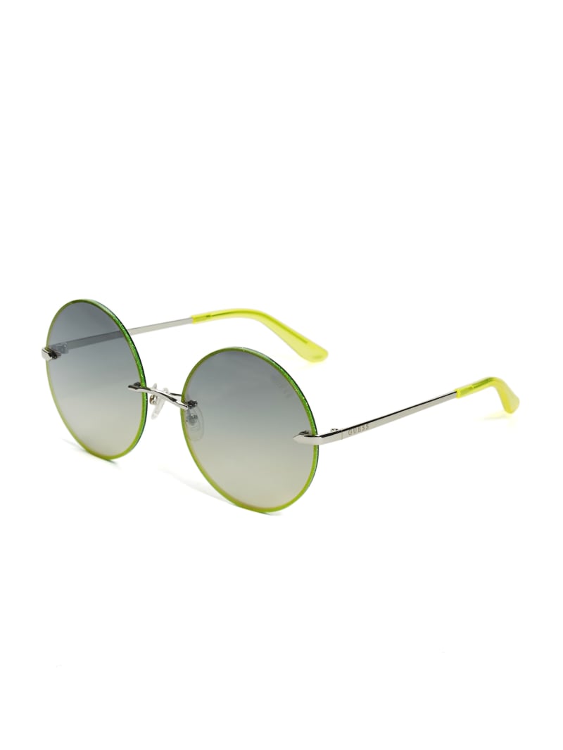 Yellow Women's Guess Greyson Glitter Trim Round Sunglasses | 6251837-NZ