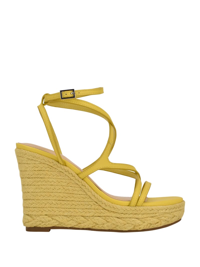 Yellow Women's Guess Hirani Strappy Espadrille Wedges | 8409621-AS