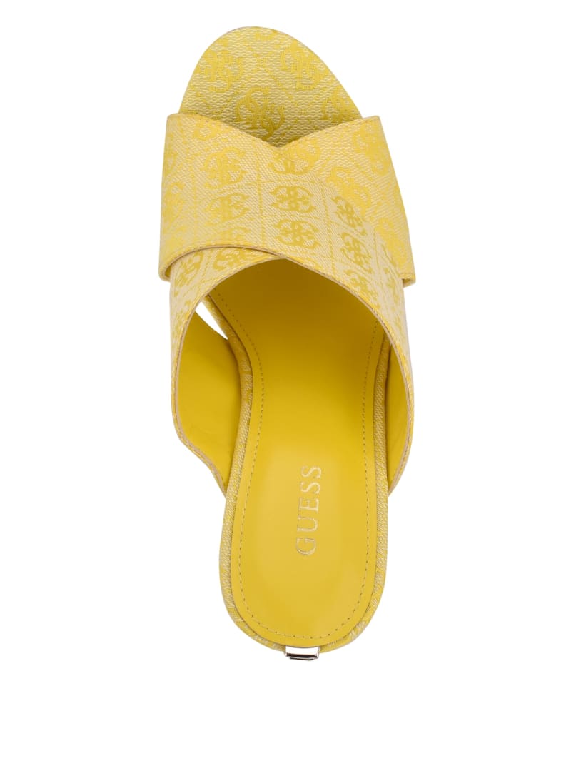 Yellow Women's Guess Teisha Logo Crisscross Wedges | 9256104-VA